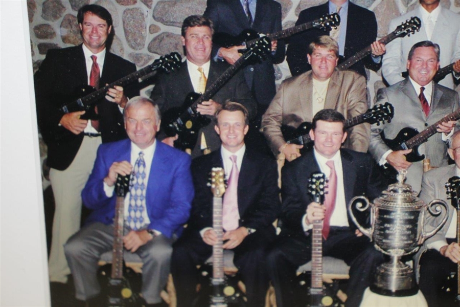 2004 PGA Champions Dinner Posing w/ Gifted Guitars & Wanamaker Trophy-Woods & Others