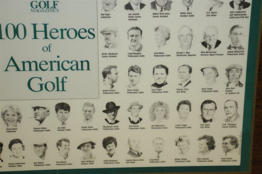 100 Heroes of American Golf Framed Lithograph Plaque