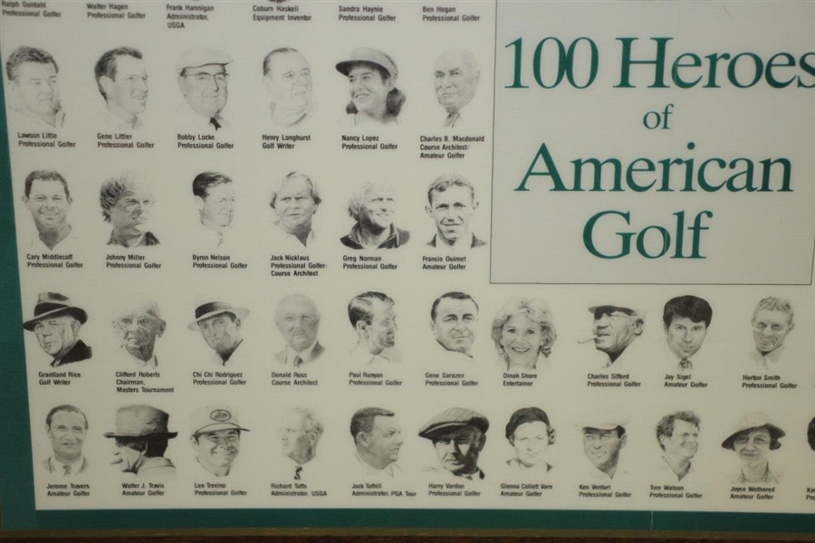 100 Heroes of American Golf Framed Lithograph Plaque