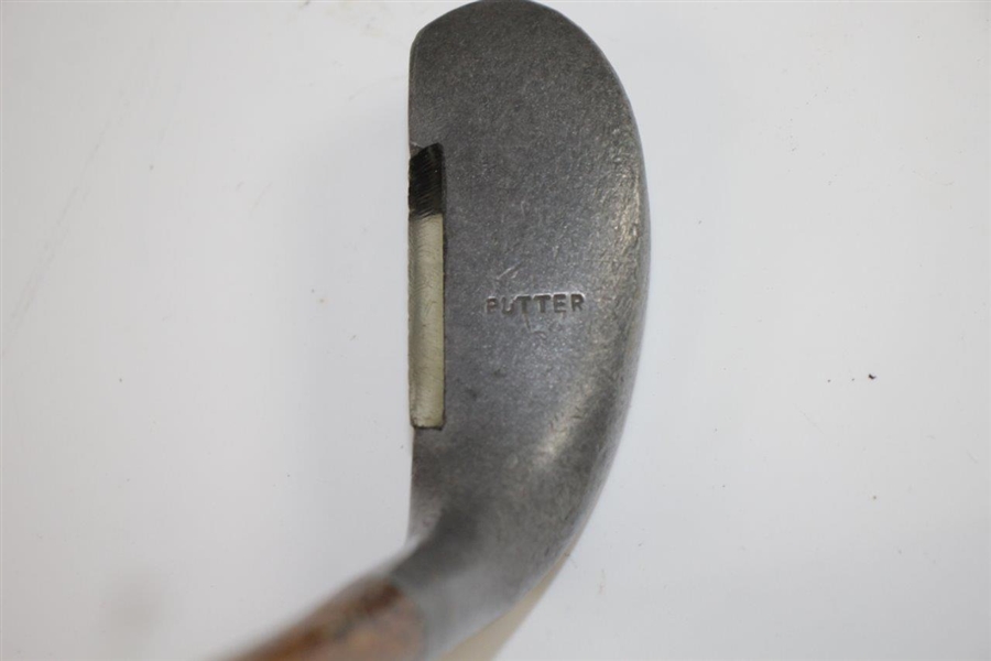 Unknown Maker Aluminum Head Wood Shafted Putter -'Putter' Stamped In Head