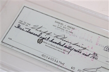 Sam Snead Signed 10/14/1984 Personal Check to Webb Plumbing PSA/DNA 83511599 MINT 9