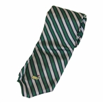 Augusta National Golf Club Masters Logo Green & White with Blue Striped Necktie - Used