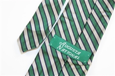 Augusta National Golf Club Masters Logo Green & White with Blue Striped Necktie - Used