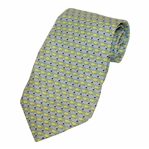 Augusta National Golf Club Masters Collection Yellow Multi-Logo on Lt Blue Background Necktie - Used
