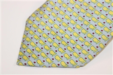 Augusta National Golf Club Masters Collection Yellow Multi-Logo on Lt Blue Background Necktie - Used