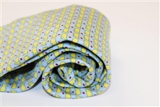 Augusta National Golf Club Masters Collection Yellow Multi-Logo on Lt Blue Background Necktie - Used