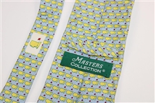 Augusta National Golf Club Masters Collection Yellow Multi-Logo on Lt Blue Background Necktie - Used