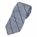 Augusta National Golf Club White Logo on Lt Blue with Navy Striped Necktie - Used