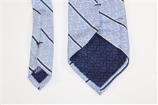 Augusta National Golf Club White Logo on Lt Blue with Navy Striped Necktie - Used