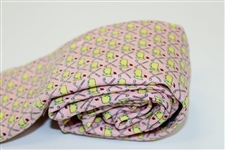 Augusta National Golf Club Pink with Yellow Logo & Crossed Clubs Necktie - Used