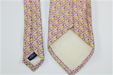 Augusta National Golf Club Pink with Yellow Logo & Crossed Clubs Necktie - Used