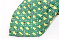 Augusta National Golf Club Green with Yellow Logo & Crossed Clubs Necktie - Used