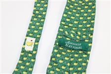 Augusta National Golf Club Green with Yellow Logo & Crossed Clubs Necktie - Used