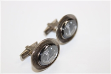 Pair of Post-Swing Golfer Themed Oval Shaped Cuff Links