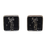 Pair of Post-Swing Golfer Themed Square Shaped Cuff Links