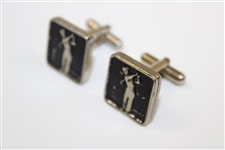 Pair of Post-Swing Golfer Themed Square Shaped Cuff Links