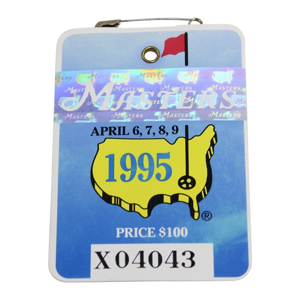 1995 Masters Tournament SERIES Badge #X04043 - Tiger Masters Debut & Ben Crenshaw Winner 