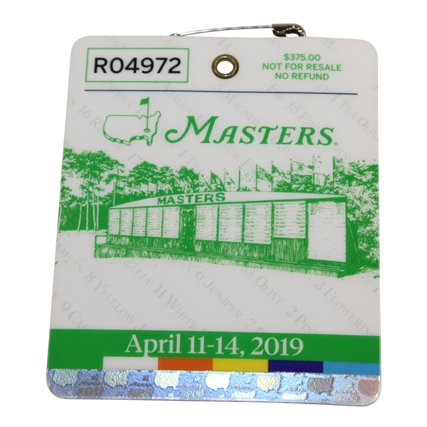 2019 Masters Tournament SERIES Badge #R04972 - Tiger Woods Winner