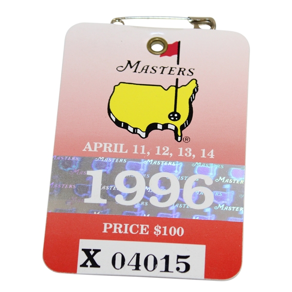 1996 Masters Tournament SERIES Badge #X04015 - Nick Faldo Winner