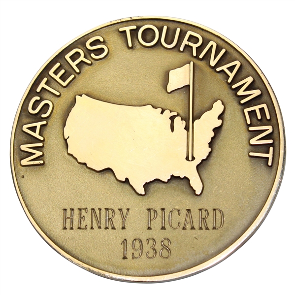1938 Masters Tournament Champions 10k Gold Medal Presented to Henry Picard