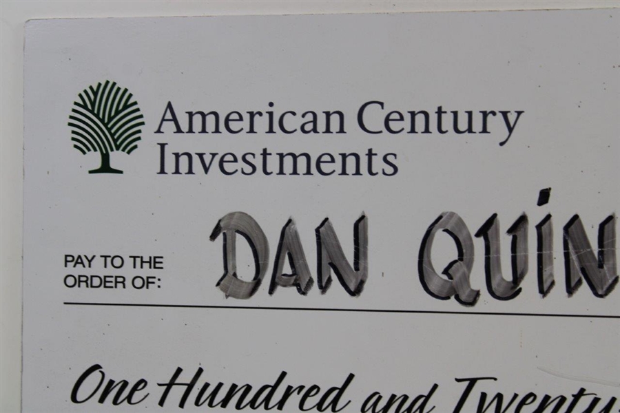 Champ Dan Quinn Signed 2012 American Century Championship Winner's Large Check JSA