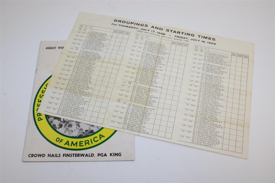 1957 & 1958 PGA Golfer Magazines w/1958 PGA Pairing Sheet & Llanerch CC Scorecard