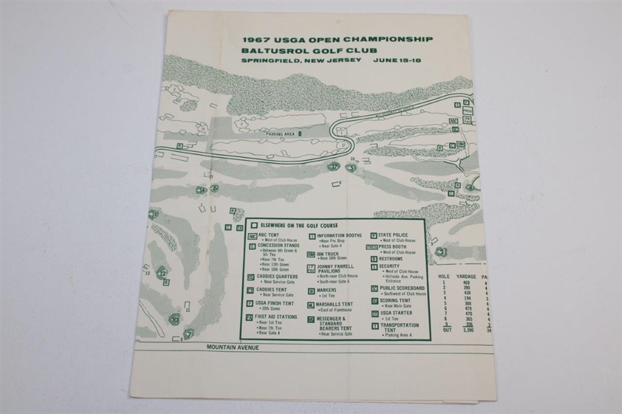 1967 US Open Saturday And Sunday Pairing Sheets And Course Map