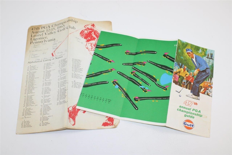 1965 PGA Press Photo w/Letter, Official Scorecard, SC Cover, Fact Sheet, Spec Guide & Pairing Sheet