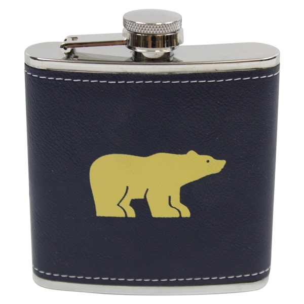 Jack Nicklaus Golden Bear Leather Wrapped Stainless Steel Flask 6 Oz.