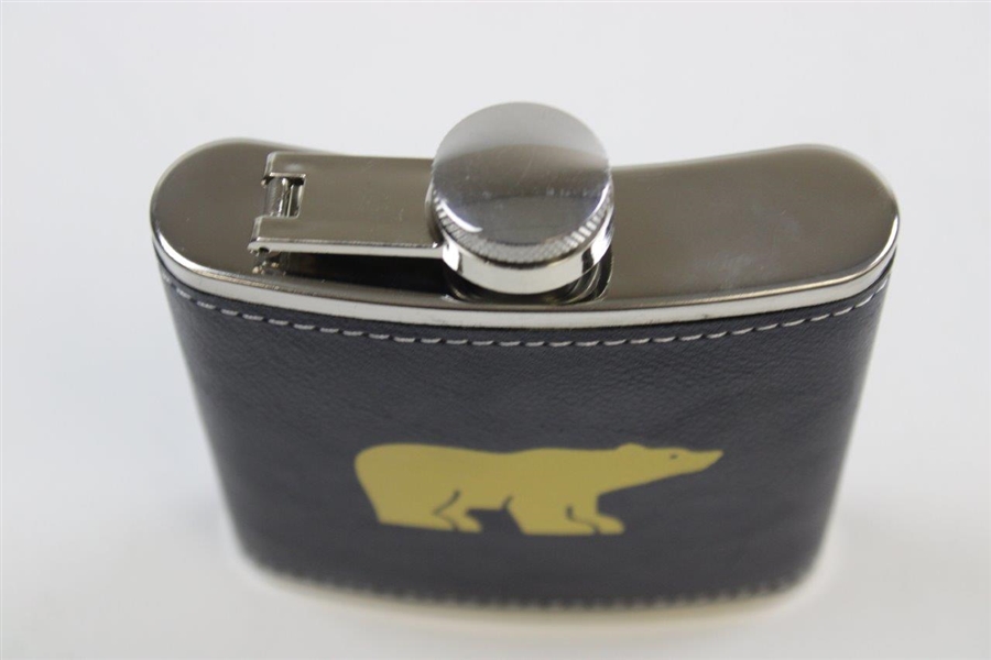Jack Nicklaus Golden Bear Leather Wrapped Stainless Steel Flask 6 Oz.
