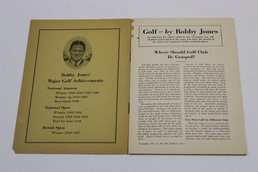1929 'How To Play Golf' by Bobby Jones 1st Edition Booklet