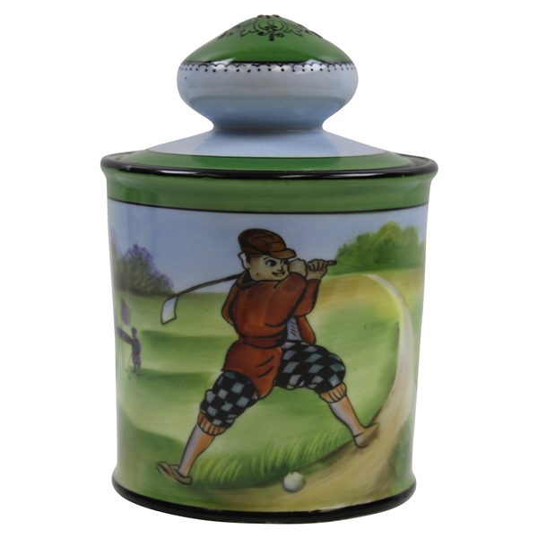 Circa 1930's Noritake Tobacco Jar with Golf Scene 