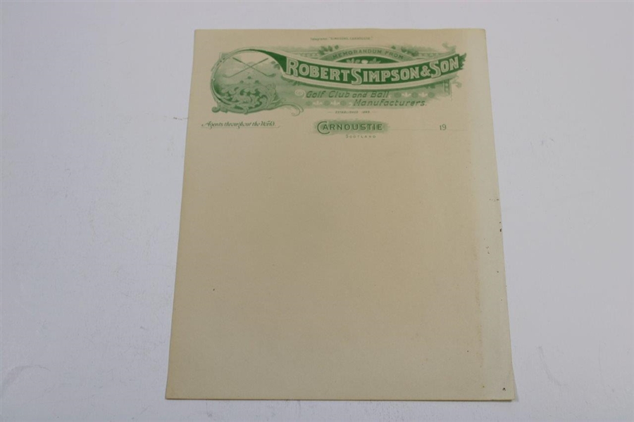 Group of Five (5) Early Golf Invoices & Letterheads - Forgan, Gourlay, Simpson & Others 