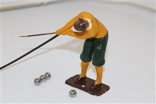 Cable Operated Swinging Golfer w/Original Box & Four (4) Steel Golf Balls