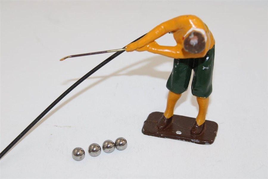 Cable Operated Swinging Golfer w/Original Box & Four (4) Steel Golf Balls