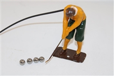 Cable Operated Swinging Golfer w/Original Box & Four (4) Steel Golf Balls