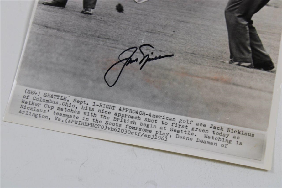 Jack Nicklaus Signed 1961 Walker Cup Championship Photo JSA ALOA