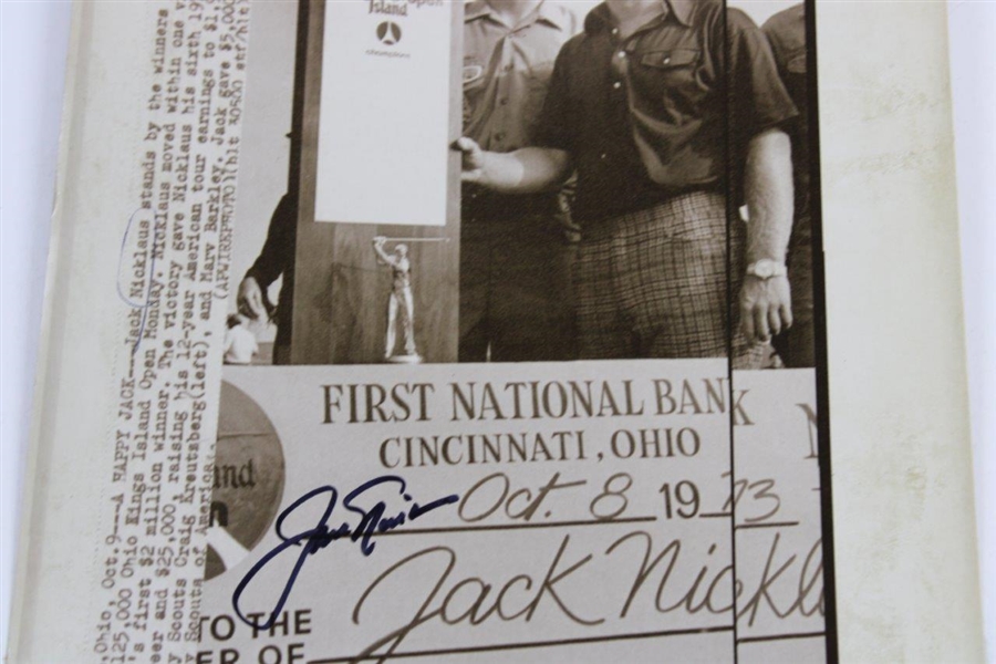 Jack Nicklaus Signed 1973 Ohio Kings Island Open Championship Photo JSA ALOA