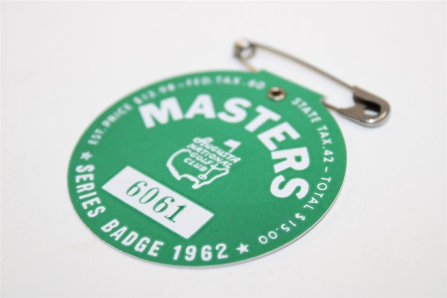 1962 Masters Tournament SERIES Badge #6061 - Arnold Palmer Winner