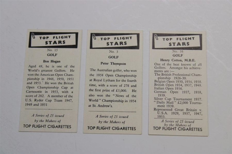 Ben Hogan, Henry Cotton & Peter Thomson Flight Stars Golf Cards