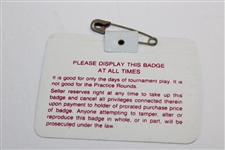 1986 Masters Tournament Series Badge Low Number 248 Jack's 6th 