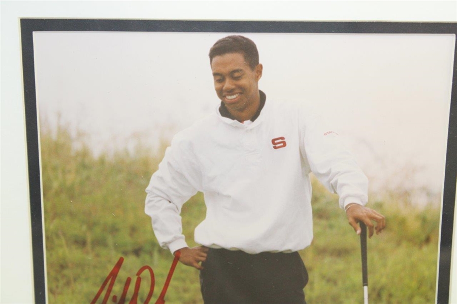 Tiger Woods Circa 1995 Signed Stanford Photo - Framed JSA ALOA