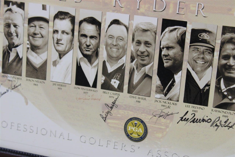 Palmer, Nicklaus, Watson, & 16 US Ryder Cup Captains Multi-Signed Framed Print JSA ALOA
