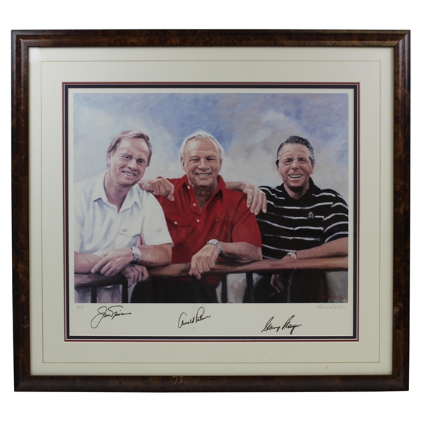Big Three' Nicklaus, Palmer, & Player Signed Artist Proof by Paul Dillon - Framed JSA ALOA