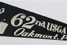 1962 US Open at Oakmont Country Club Pennant - Jack Nicklaus First Win - Rare Black
