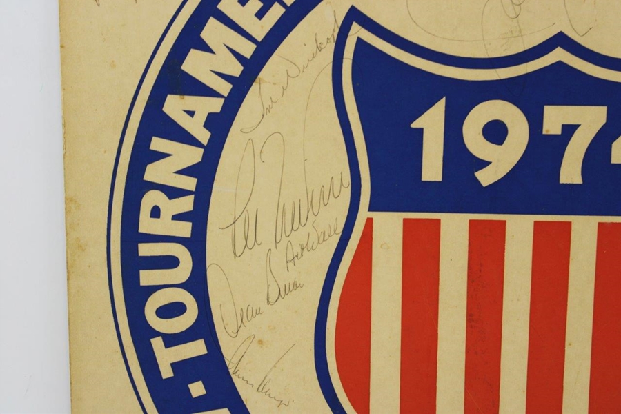 Champion Jack Nicklaus, Palmer & 12 others Signed 1974 TPC Broadside JSA ALOA 