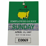 1997 Masters Tournament Final Rd Sunday Employee Guest Badge #E0069