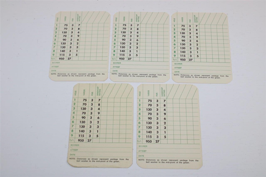 Five (5) Augusta National Golf Club Par 3 Course Scorecards 