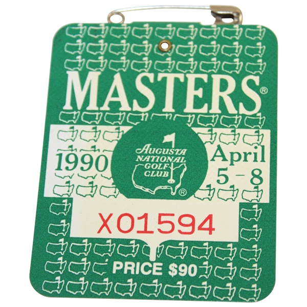 Jack Nicklaus Signed 1990 Masters Tournament SERIES Badge #XO1594 JSA ALOA