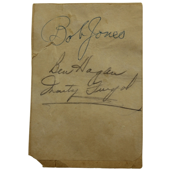Bob Jones, Ben Hogan & Marty Furgol Vintage Signed Cut Card JSA ALOA